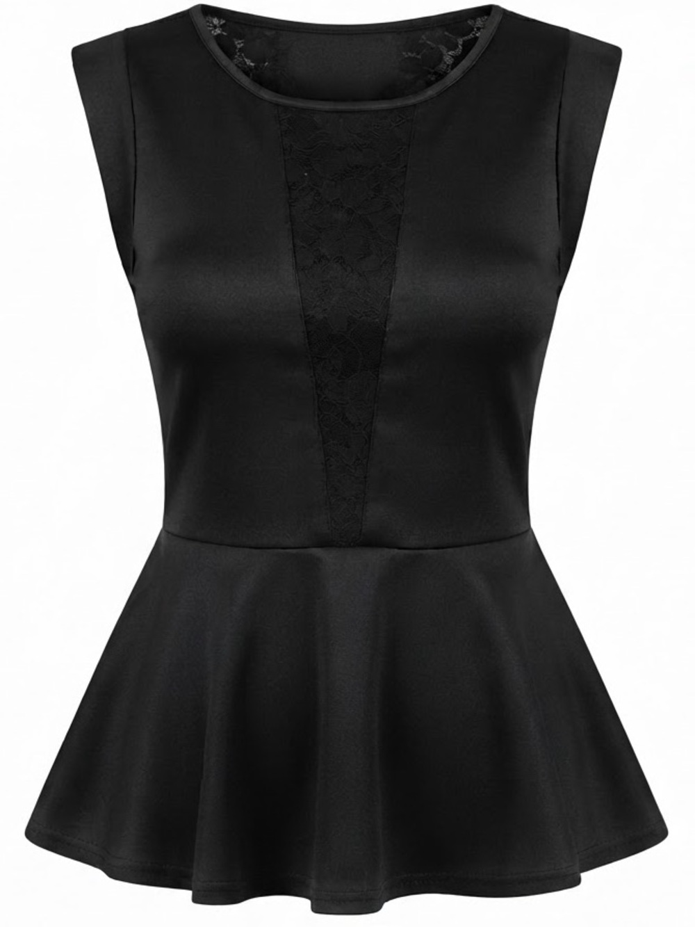 ROLLA COSTER Black Lace-Panel Peplum Top Medium